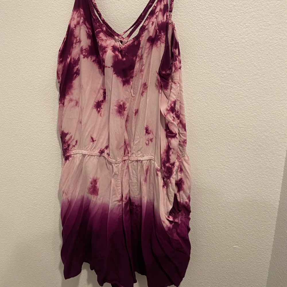Plus Size Purple Tie Die Romper XXL